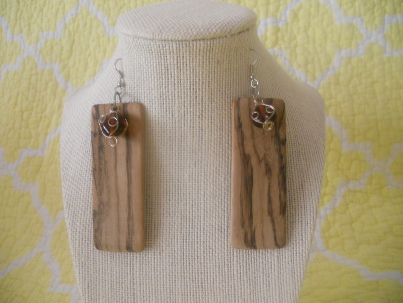 Zebra Wood Handcrafted Earrings.Exotic Wood Art with Healing image 0