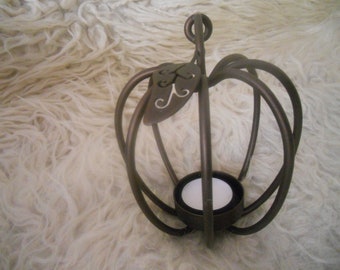 Vintage Metal Wire Apple Tealight Candle Holder. Cast Iron Apple Candle Holder.