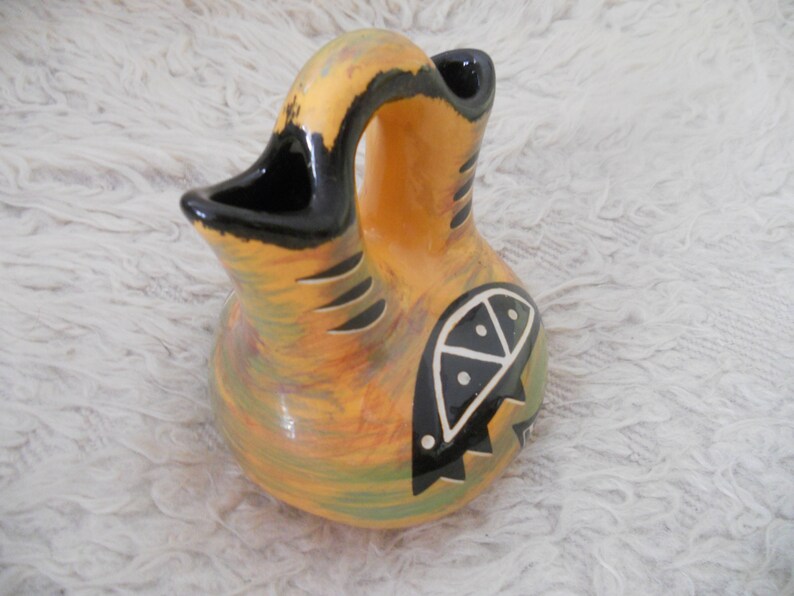 Signed Tribal Southwestern Pottery Maw Paw Native American Wedding Vase Arizona Collectible Pot Wedding gift.
