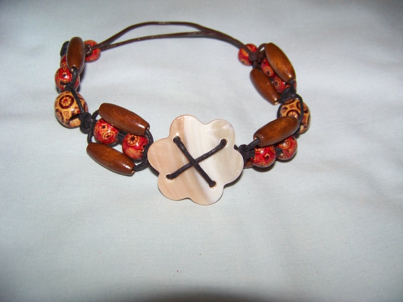 Traditional Ethnic Tribal Bracelet. Shell Flower Bracelet. image 0