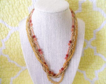 Stunning Vintage Glass Beaded Necklace. Excellent Gift for Her.