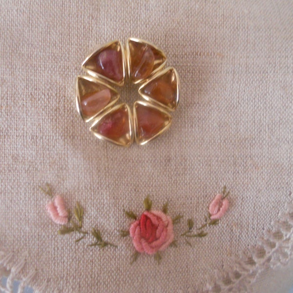 Vintage Flower Tourmaline Brooch.Creative Energy Brooch. Handmade Women's Brooch. Gift for her.