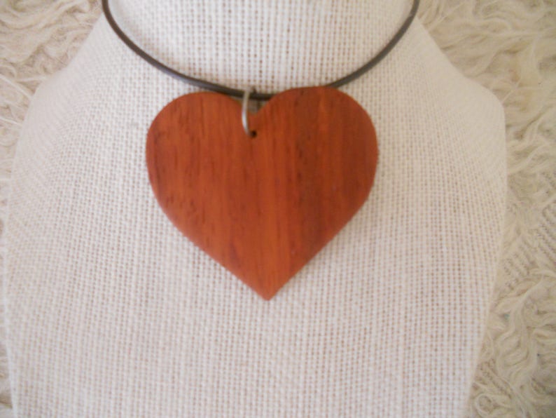 Exotic Wood Padauk Pendant. Red Heart Wooden Jewelry. Bohemian image 0