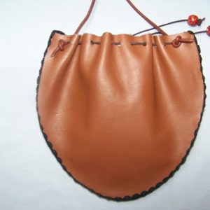 Leather Pouch.Ethnic Drawstring Handbag. Shoulder Bag. Handmade Purse. Gift for her, girlfriend, wife. image 3