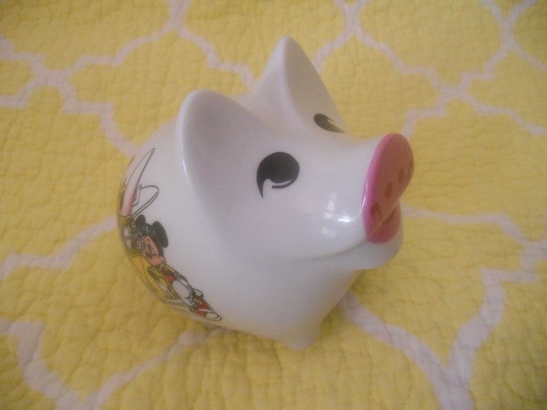 2019 Year of the Pig.Vintage Porcelain Piggy Bank.Disney Micky image 0