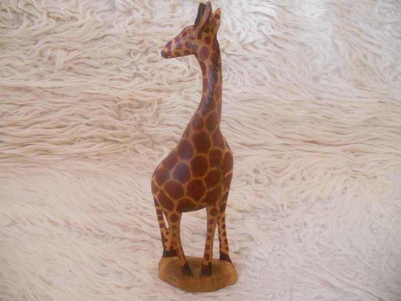 Hand Carved Wooden Giraffe Sculpture.African Wooden Art image 0