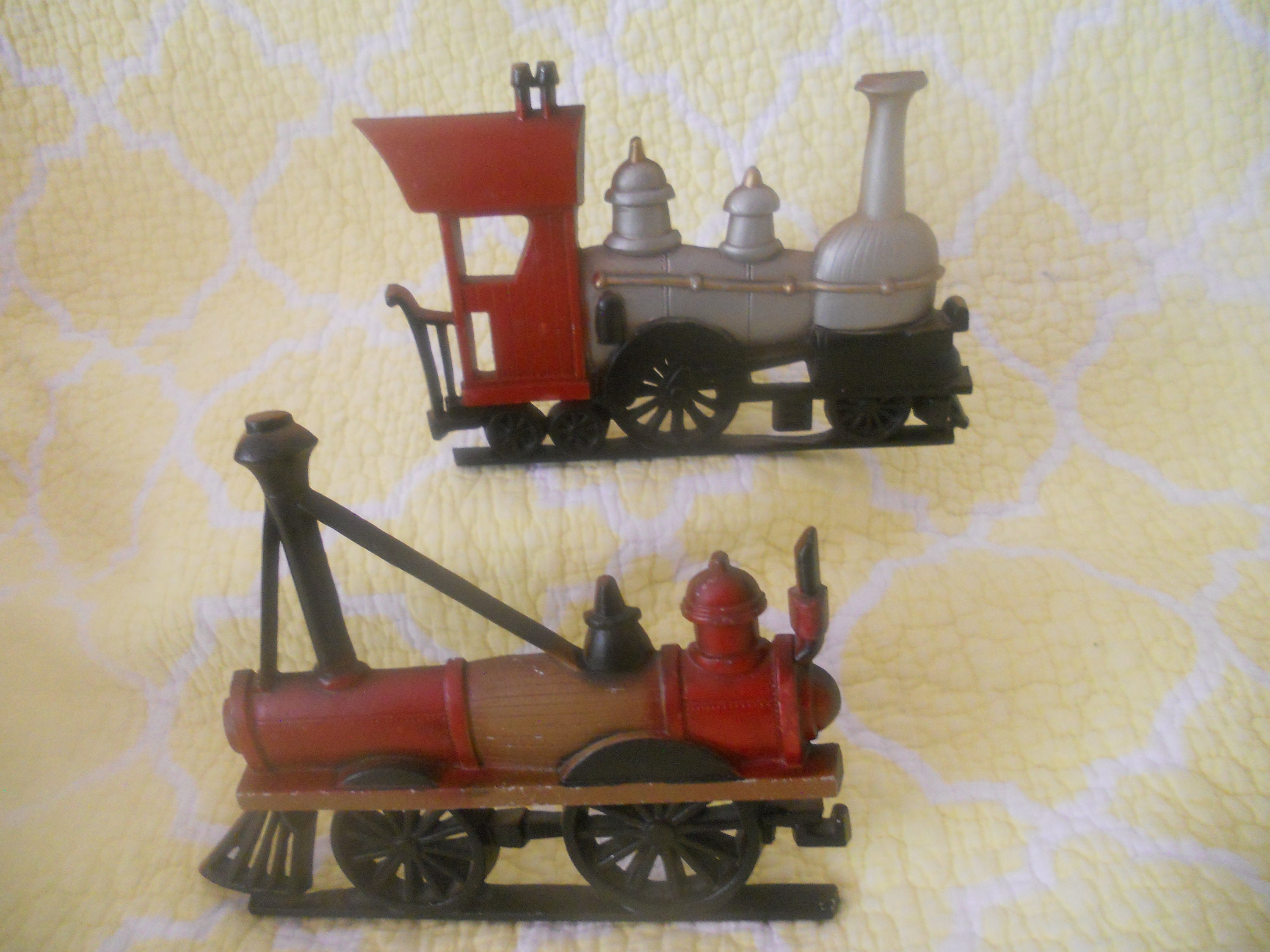 Sexton 1969 Metal Trains Set of 2. Train Wall Art. Vintage