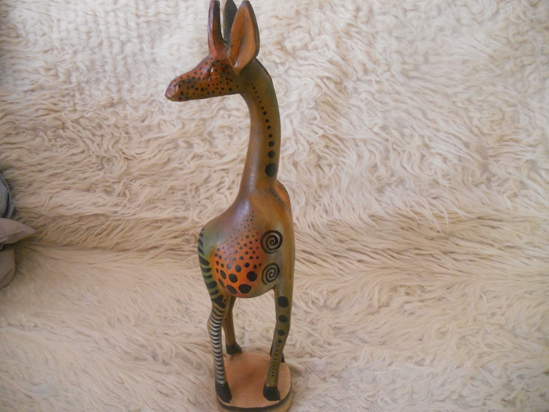 Hand Carved Wooden Giraffe Sculpture.African Wooden Art image 0