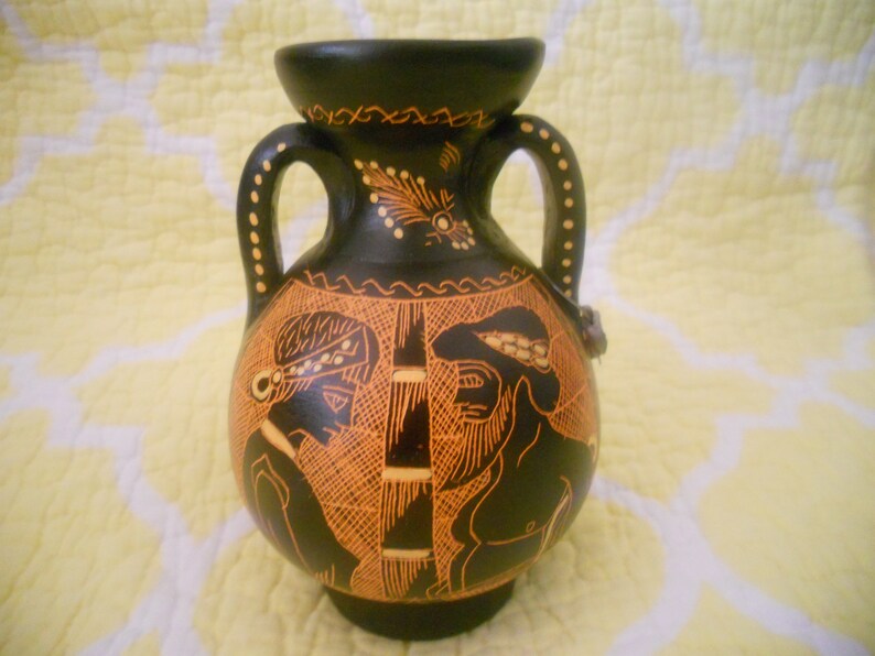 Ancient Greek Amphora Replica.Hand Painted Ceramic Vase image 0