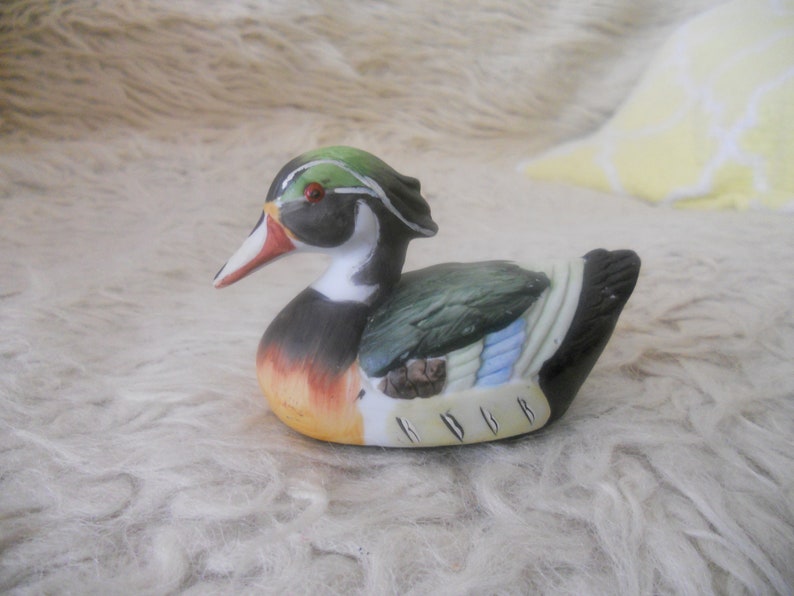 Mallard Drake Ceramic Duck Sculpture. Small 3.75''Long image 0