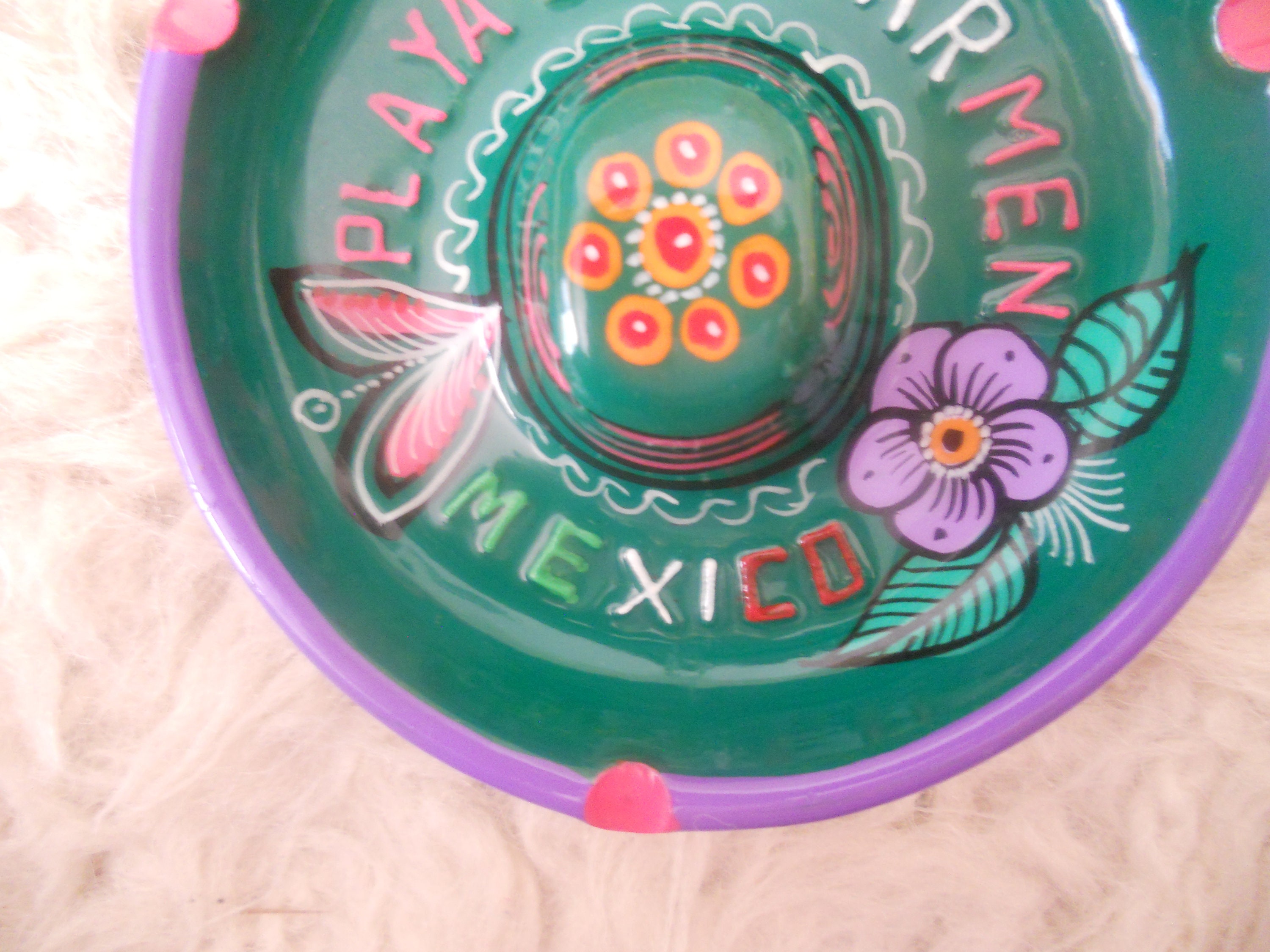 Jahrgang Playa del Carmen Keramik Aschenbecher Sombrero hergestellt in  Mexiko. Von Hand bemalt Aschenbecher. Keramik-Kunst. Geschenk für eine  Smoker.Home Decor. - .de