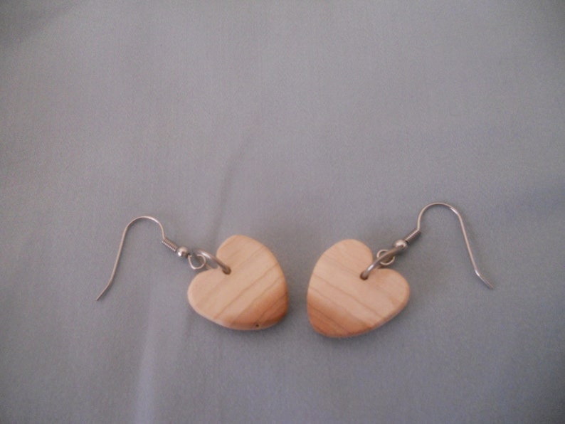 Aromatic Cedar Earrings.Exotic Wood Jewelry.Handcrafted Heart image 0