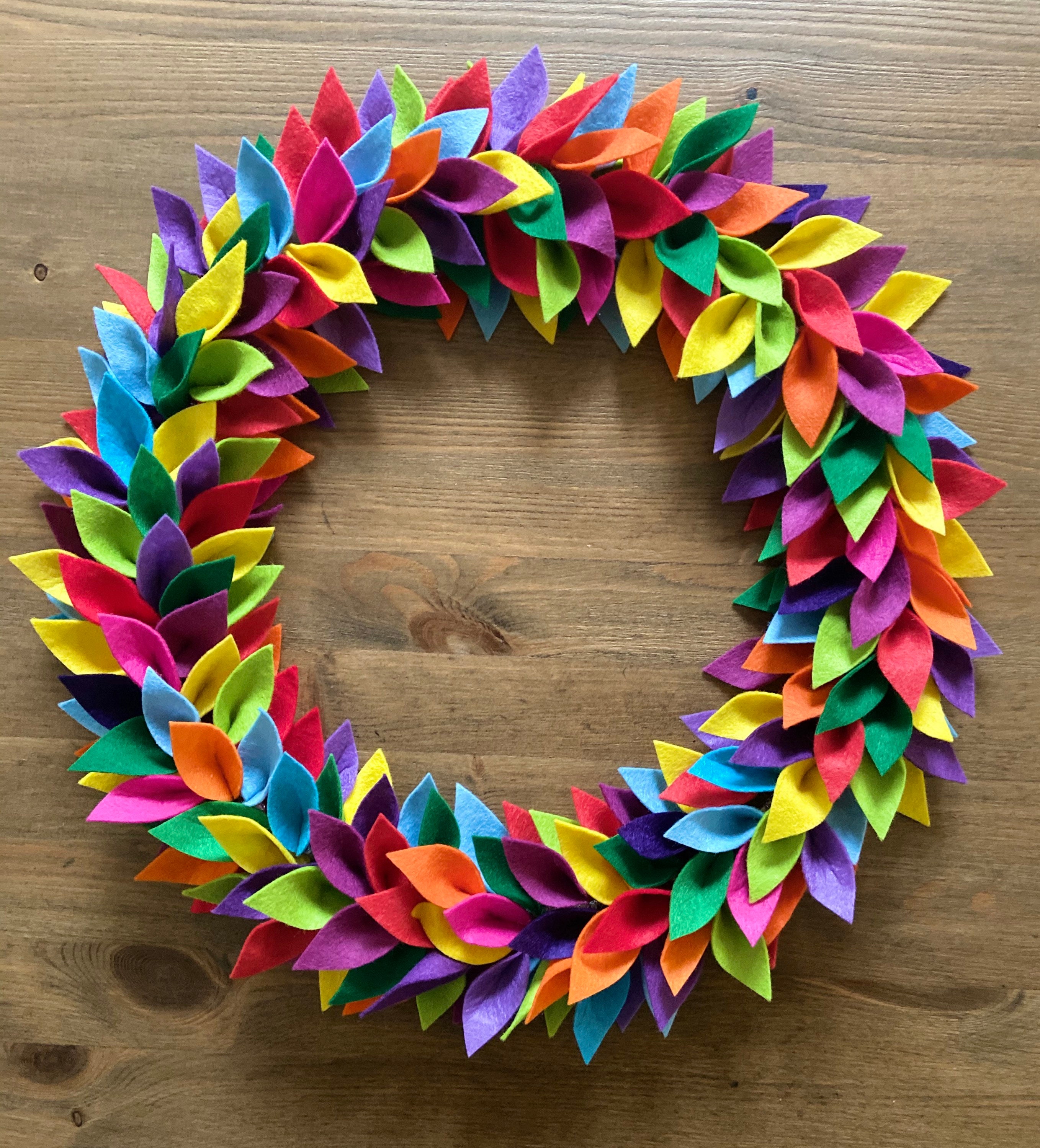 Felt leaf wreath custom made 35cm home decor handmade | Etsy