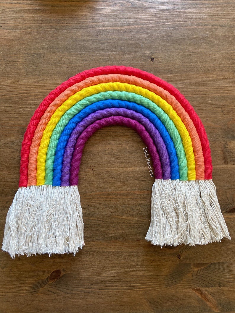 Arco iris macramé baby shower arco iris colgante de la pared | Etsy