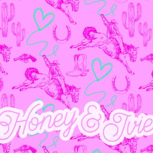 Toile de Jouy Cowboy Saint-Valentin rose vif. Fichier transparent. Modèle sans couture. Cow-boy. Amour. millésime. Cactus sans couture. occidentale. Cow-girl.
