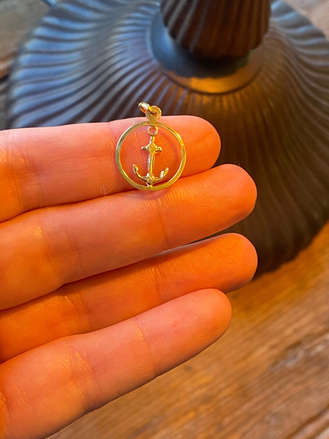 Vintage 18K Solid Gold Anchor Pendant Etsy