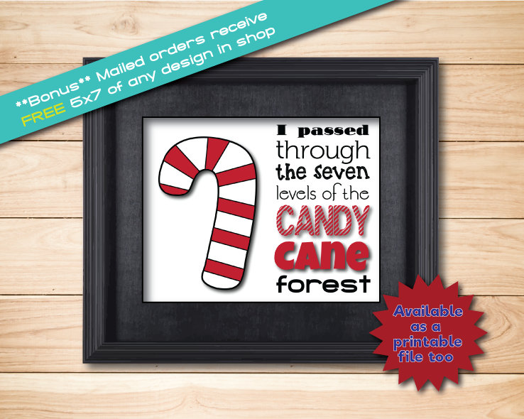 Seven Levels of Candy Cane Forest / Word Art Typography / Wall Etsy