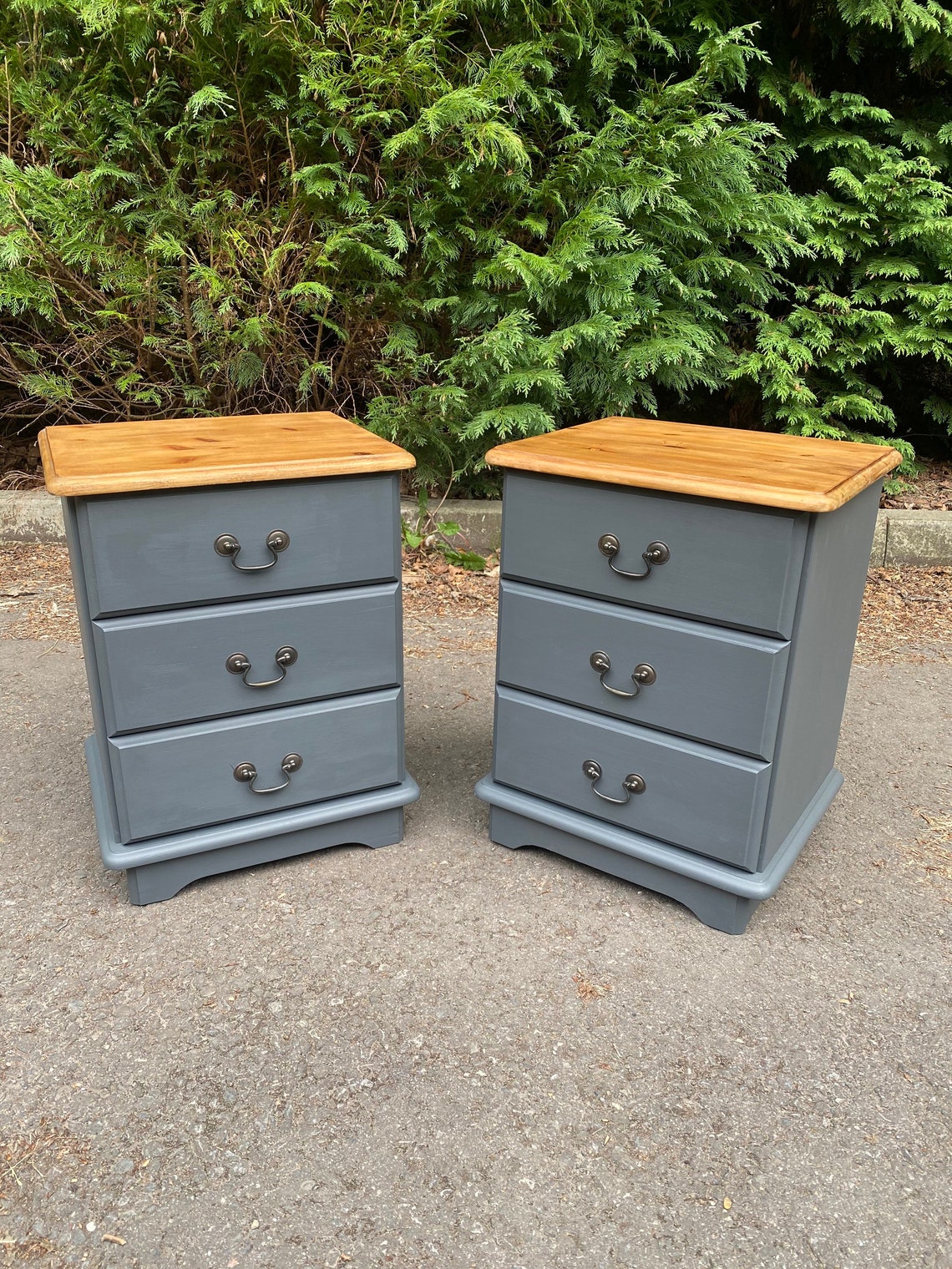 Grey pine bedside tables Etsy