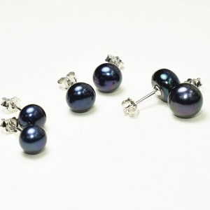 Black Pearl Stud Earrings: 925 Sterling Silver, AAA Grade