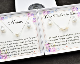 Mother of the Bride gift, freshwater pearl jewelry set for Mother of the groom, Mother in law gift, wedding gift for Mom pearl necklace