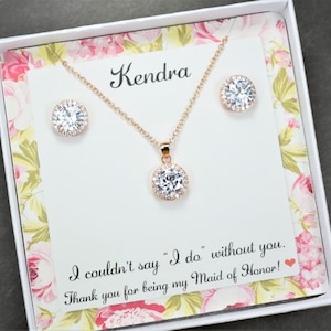 Bridesmaid Earrings, Bridesmaids Gifts, Round Cubic Zirconia stud earrings, Bridesmaid gift set, Bridal earrings, wedding earrings