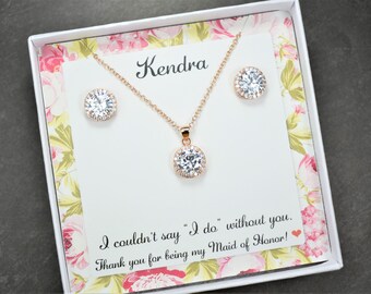 Bridesmaid Earrings, Bridesmaids Gifts, Round Cubic Zirconia stud earrings, Bridesmaid gift set, Bridal earrings, wedding earrings