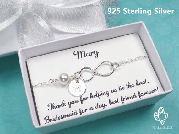 Genuine 925 Sterling Silver CZ infinity Bracelet Bridesmaid Gift Jewellery card