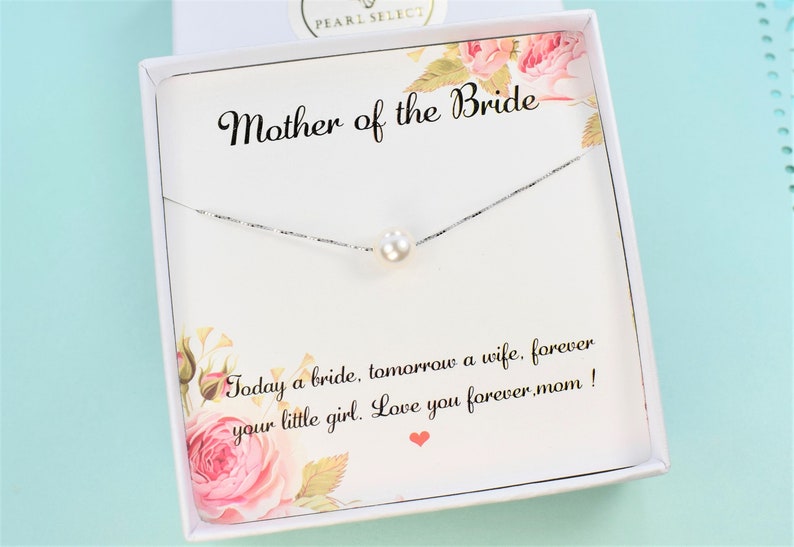 Stepmom wedding gift, Mother of the bride Gift, pearl necklace pearl earrings Mother of the Groom gift, Pearl jewelry wedding image 9