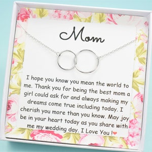 Mother of the Bride necklace, Gift for mom on wedding day Mother of the Groom gift, mother of the bride gift from daughter, mom wedding gift image 1