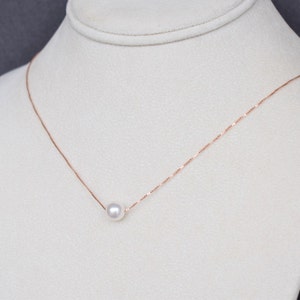 Enkele parelketting, drijvende parelketting, kerstcadeau, verjaardagscadeau, zustercadeau, s925 sterling zilveren parelketting,