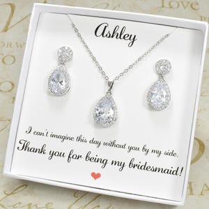 Custom Bridesmaid gifts earrings necklace set, Bridesmaid necklace earrings bracelet set, Bridesmaid Proposal, bridal party jewelry set