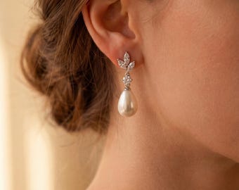 Conjunto de joyas de regalo para la madre de la novia. Pendientes de perlas de regalo para la madre del novio.