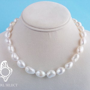 Large pearl necklace, big pearl necklace,Gift for her,Christmas gift, freshwater pearl necklace,blue gray pearl necklace