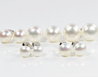 Pendientes de perlas de agua dulce: plata de ley color marfil