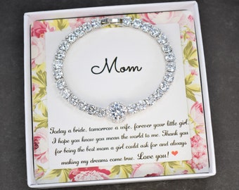 Cubic Zirconia Bracelet: Mother of the Bride/Groom Gift Set