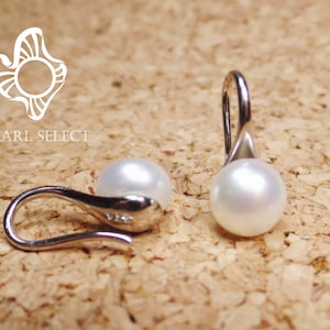 Ivory Freshwater Pearl Earrings: Sterling Silver Studs, 8mm AAA