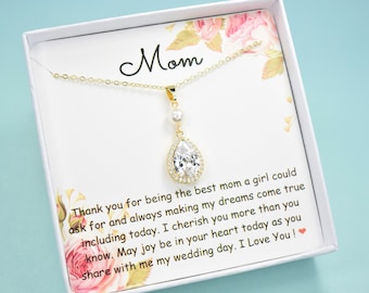 Mother of the Bride gift, Necklace, Mom wedding gift from daughter, Mother of the groom gift, mother in law gift  bridal jewelry set