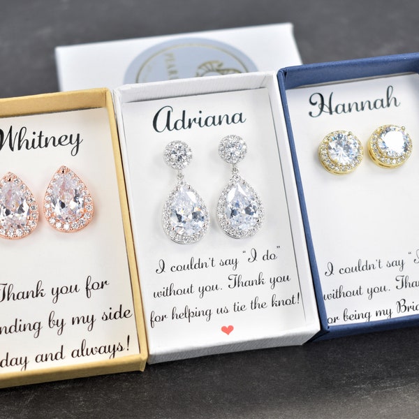 Custom Personalized Bridesmaid gifts, bridesmaid earrings, Bridesmaid Proposal, wedding party gifts wedding earrings,bridal party gifts