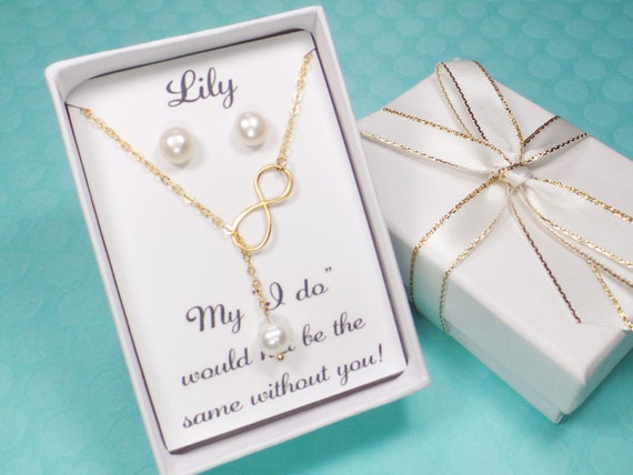 Bridesmaids Proposals with Cubic Zirconia Jewelry in gift boxes Custom Bridesmaid Jewelry with personalized message