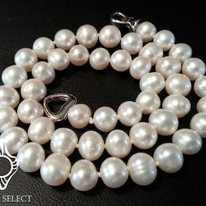 Freshwater Pearl Necklace 17" inch 10mm,pearl necklace,white pearl necklace,bridal pearl necklace, wedding pearl necklace,