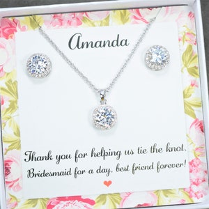 Bridesmaid gifts,bridesmaid round earrings,Bridesmaid necklace,bracelet Custom personalized Bridesmaid gift cubic zirconia earrings