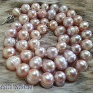 Collier perles de lavande collier de perles de pêche collier de perles roses collier de perles d’eau douce 7-8mm 17 »