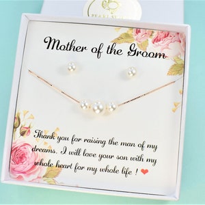 Stepmom wedding gift, Mother of the bride Gift, pearl necklace pearl earrings Mother of the Groom gift, Pearl jewelry wedding image 7