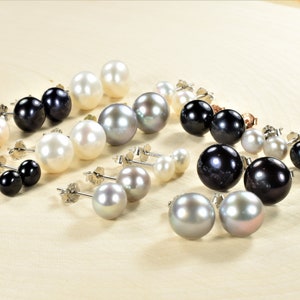 Freshwater Pearl Stud Earrings: Silver, Gold, Rose Gold Posts