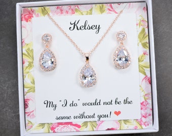 Bridesmaid gifts, Bridesmaid jewelry set, Bridesmaid jewelry gift cubic zirconia necklace, Custom Personalized Bridesmaid gifts