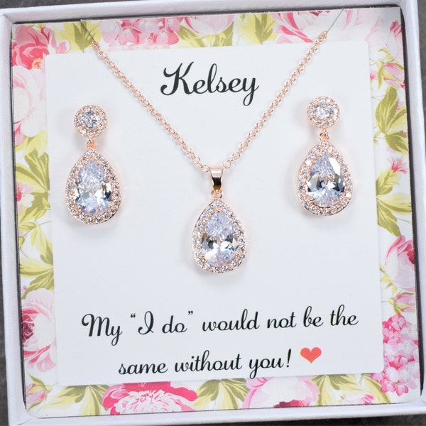 Bridesmaid gifts, Bridesmaid jewelry set, Bridesmaid jewelry gift cubic zirconia necklace, Custom Personalized Bridesmaid gifts