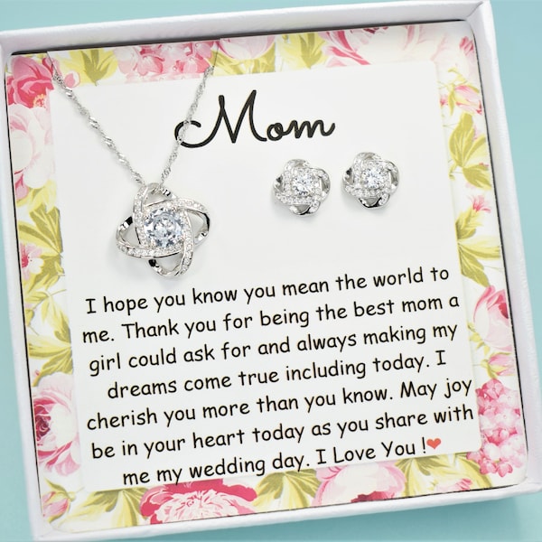 Love Knot Necklace & Earrings: Sterling Silver Mother of the Bride Gift