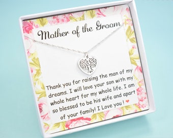 Mother of the Groom Gift, wedding gift for mother in law, family tree necklace for Mom, Gradma wedding gift, Mother of the bride gift