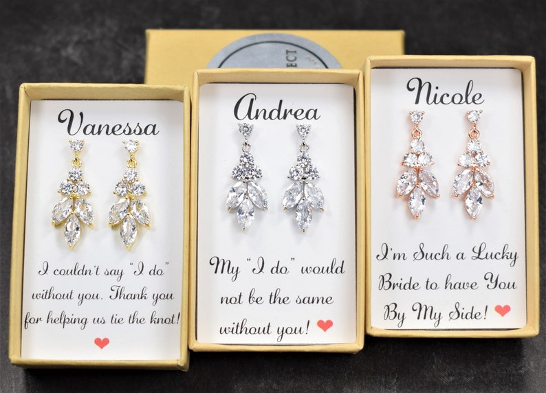 Bridesmaid earrings, bridesmaid bracelet, Bridesmaid jewelry set, Cubic Zirconia bridesmaid bracelet, wedding gift for bridesmiad image 6