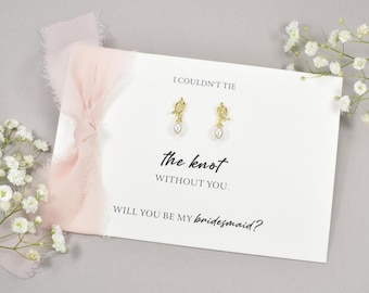 Pendientes de nudo de perla para dama de honor: regalo de boda
